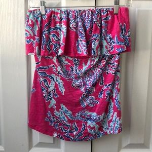 Lilly Pulitzer strapless top with ruffle